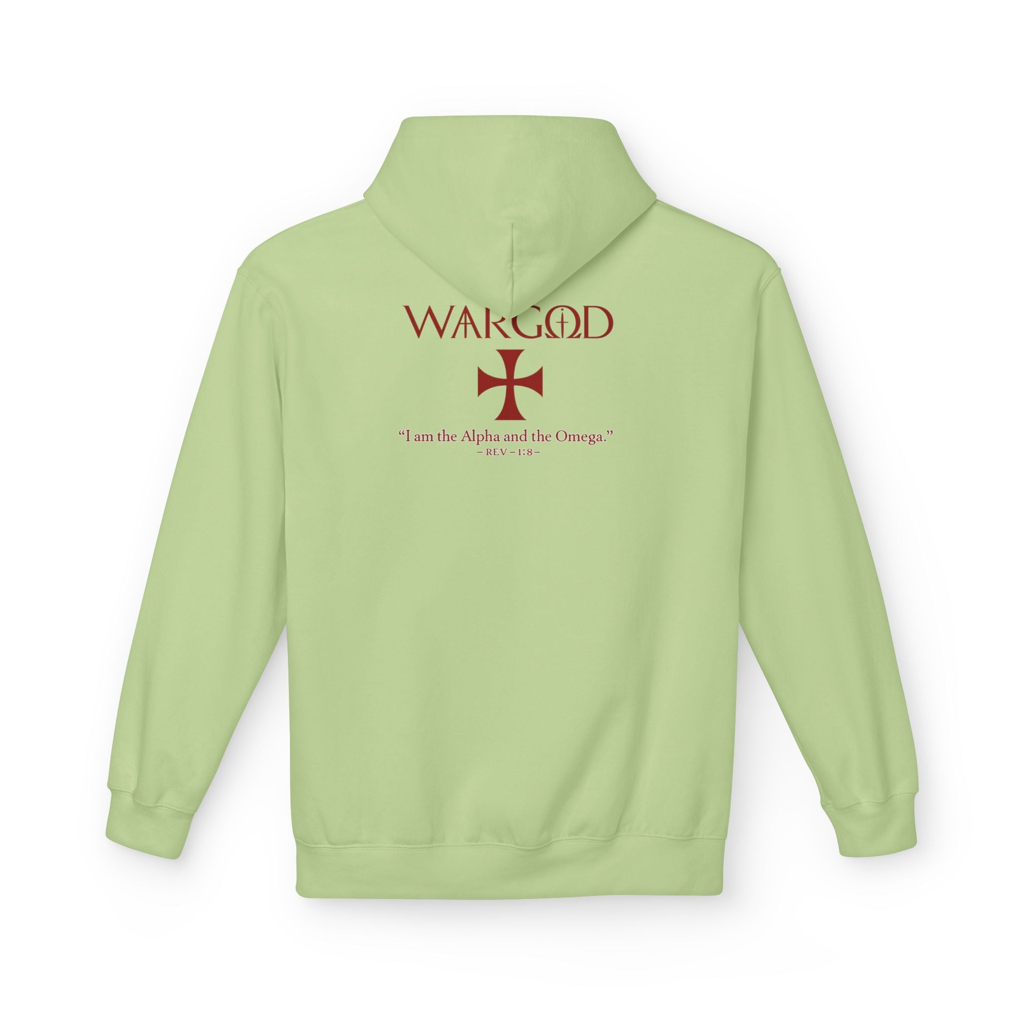 WARGOD Cross Hoodie — "I Am the Alpha and the Omega" Graphic Hoodie
