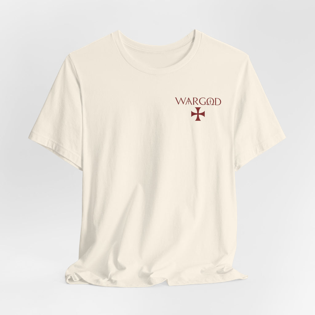 Wargod Cross Tee — "I am the Alpha and the Omega" Christian Graphic T‑Shirt