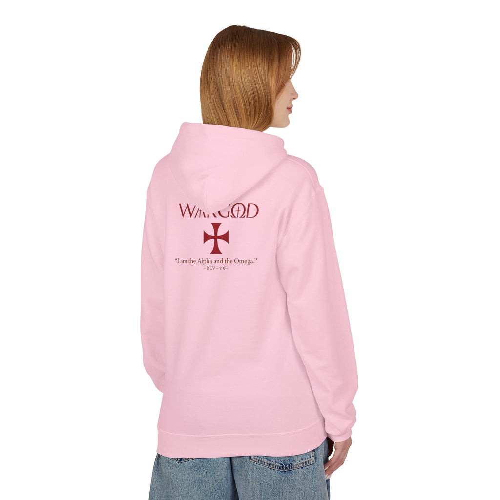 WARGOD Cross Hoodie — "I Am the Alpha and the Omega" Graphic Hoodie