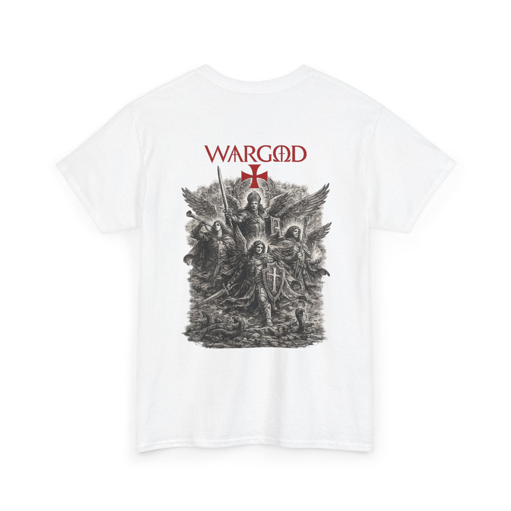 Band Tee — "WARGOD" Gothic Cross Archangel Graphic T-Shirt
