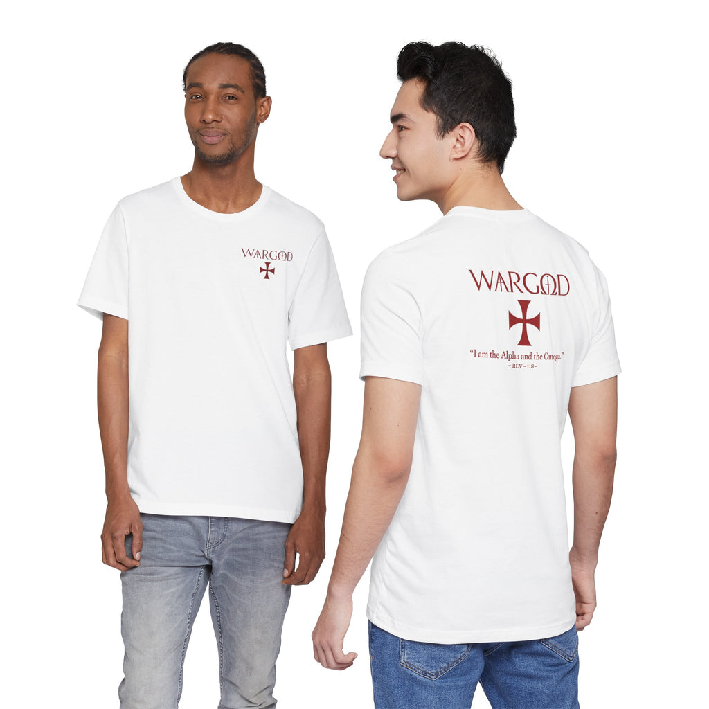 Wargod Cross Tee — "I am the Alpha and the Omega" Christian Graphic T‑Shirt
