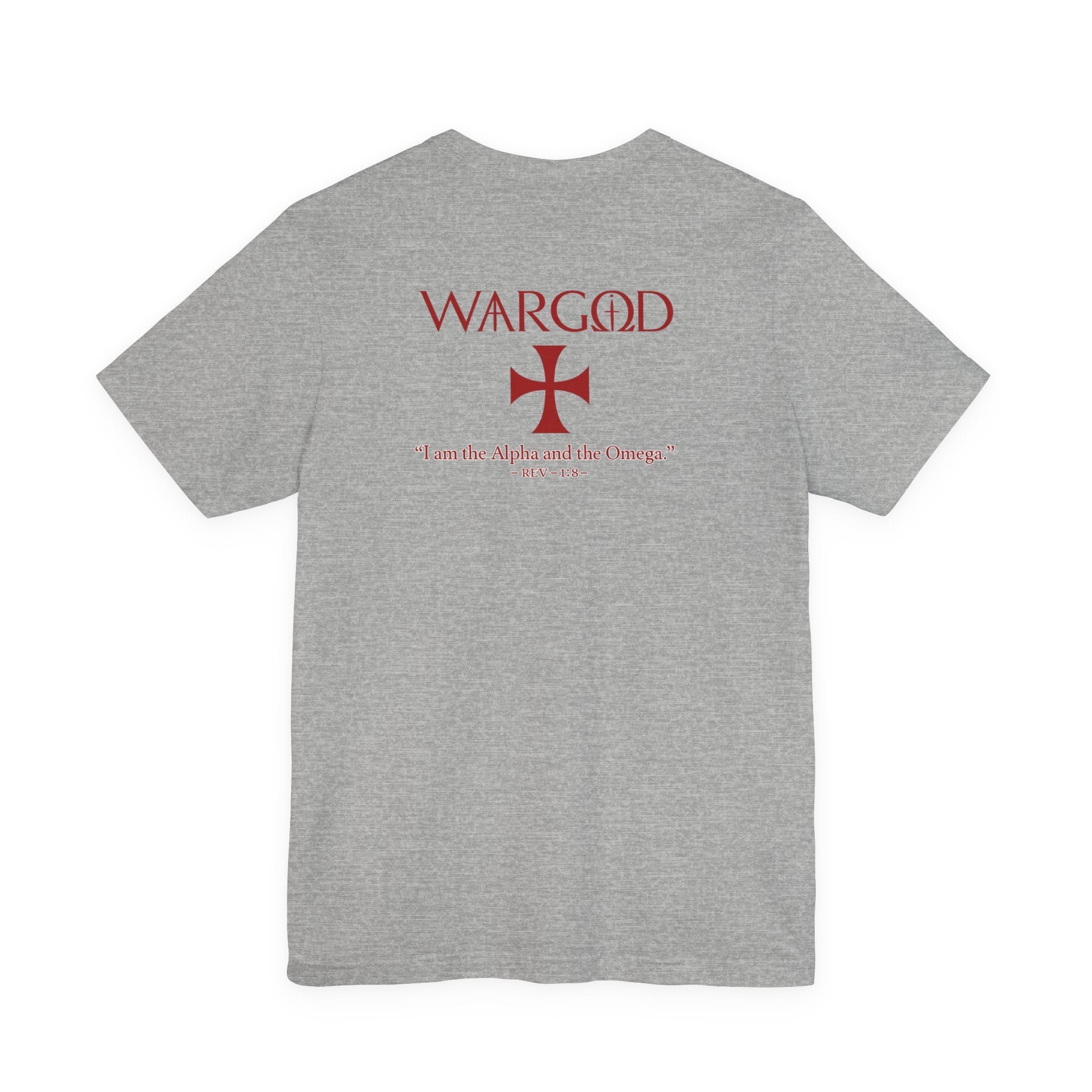 Wargod Cross Tee — "I am the Alpha and the Omega" Christian Graphic T‑Shirt