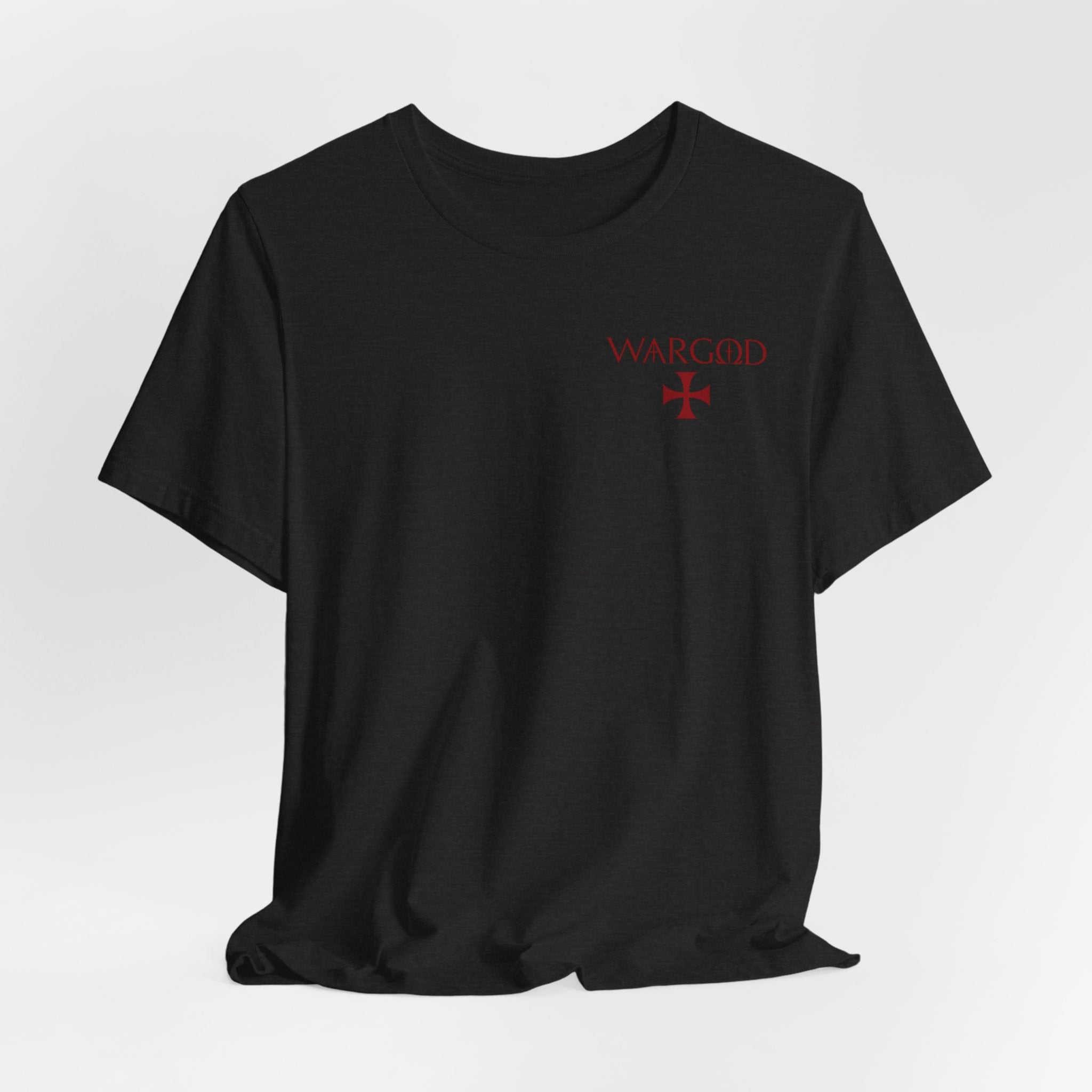 Wargod Cross Tee — "I am the Alpha and the Omega" Christian Graphic T‑Shirt