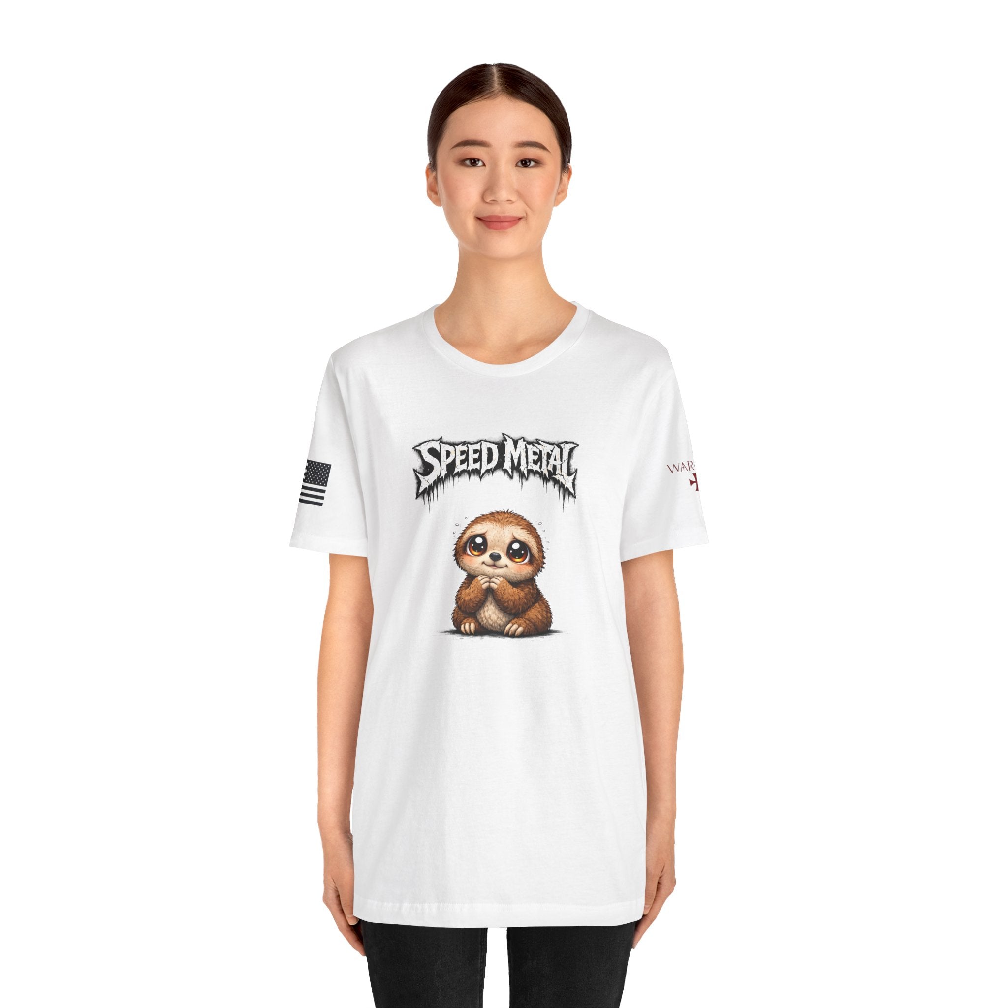 Speed Metal Sloth T-Shirt — Cute Sloth Graphic Tee for Metal Fans