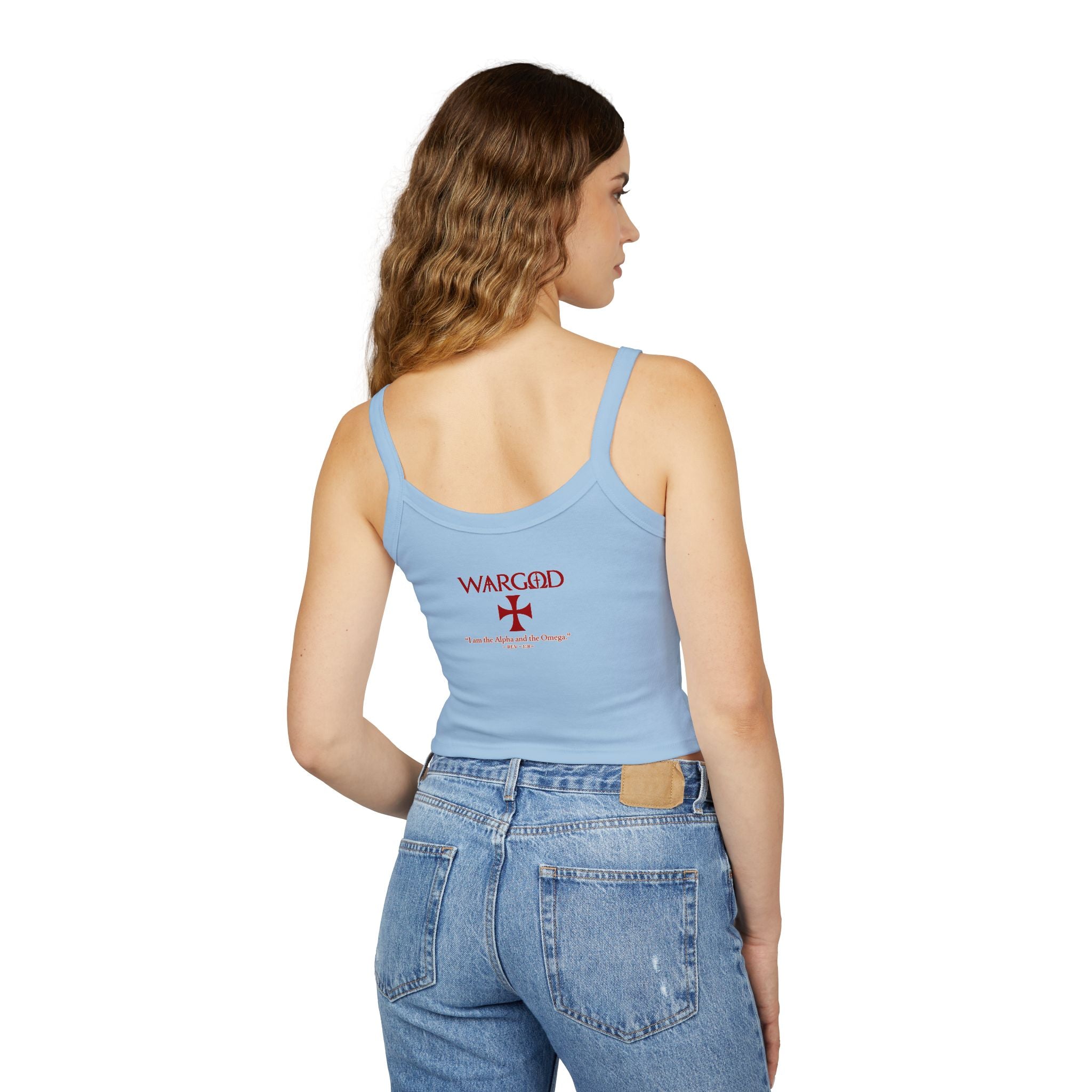WARGOD Cross Tank — Women's Spaghetti Strap "Alpha and Omega"