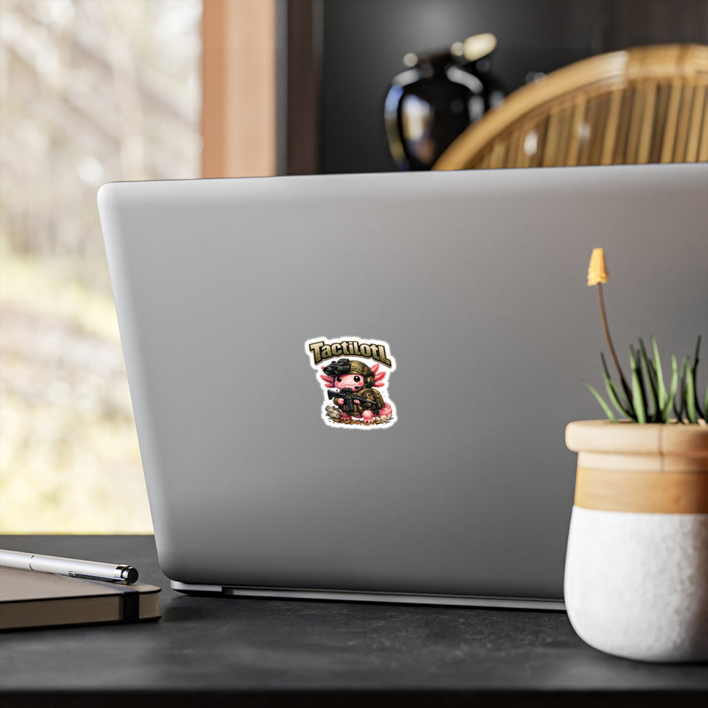 Tactilotl Soldier Axolotl Vinyl Sticker — Cute Tactical Kiss-Cut Decal