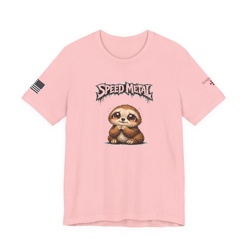 Speed Metal Sloth T-Shirt — Cute Sloth Graphic Tee for Metal Fans