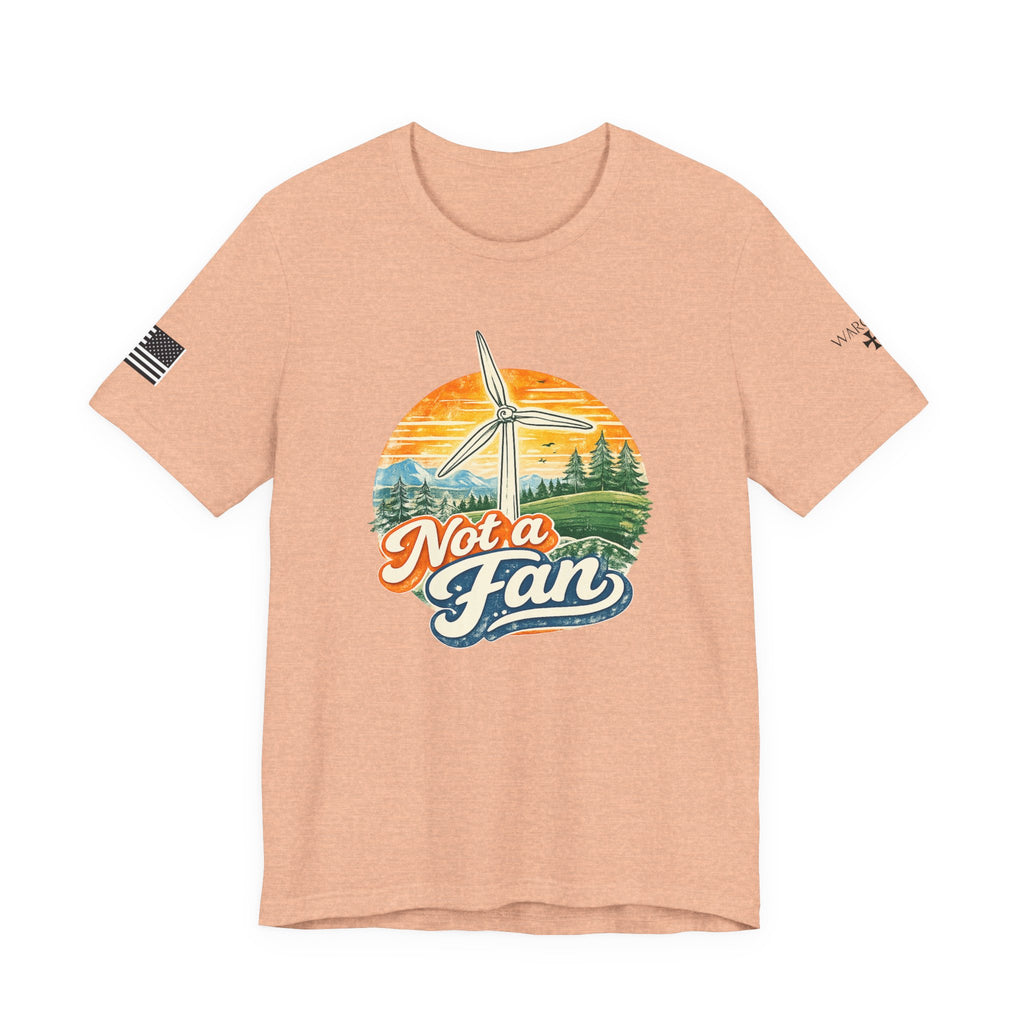 Not a Fan Wind Turbine T-Shirt — Retro Sunset Eco Humor Tee