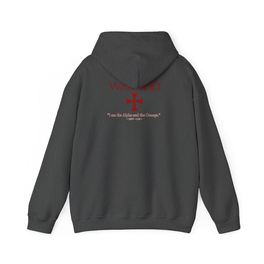 Hoodie — 'WARGOD' Cross Graphic Pullover ("I am the Alpha and the Omega")