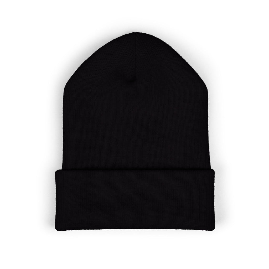 WARGOD Embroidered Cuffed Beanie — Minimal Cross Knit Hat