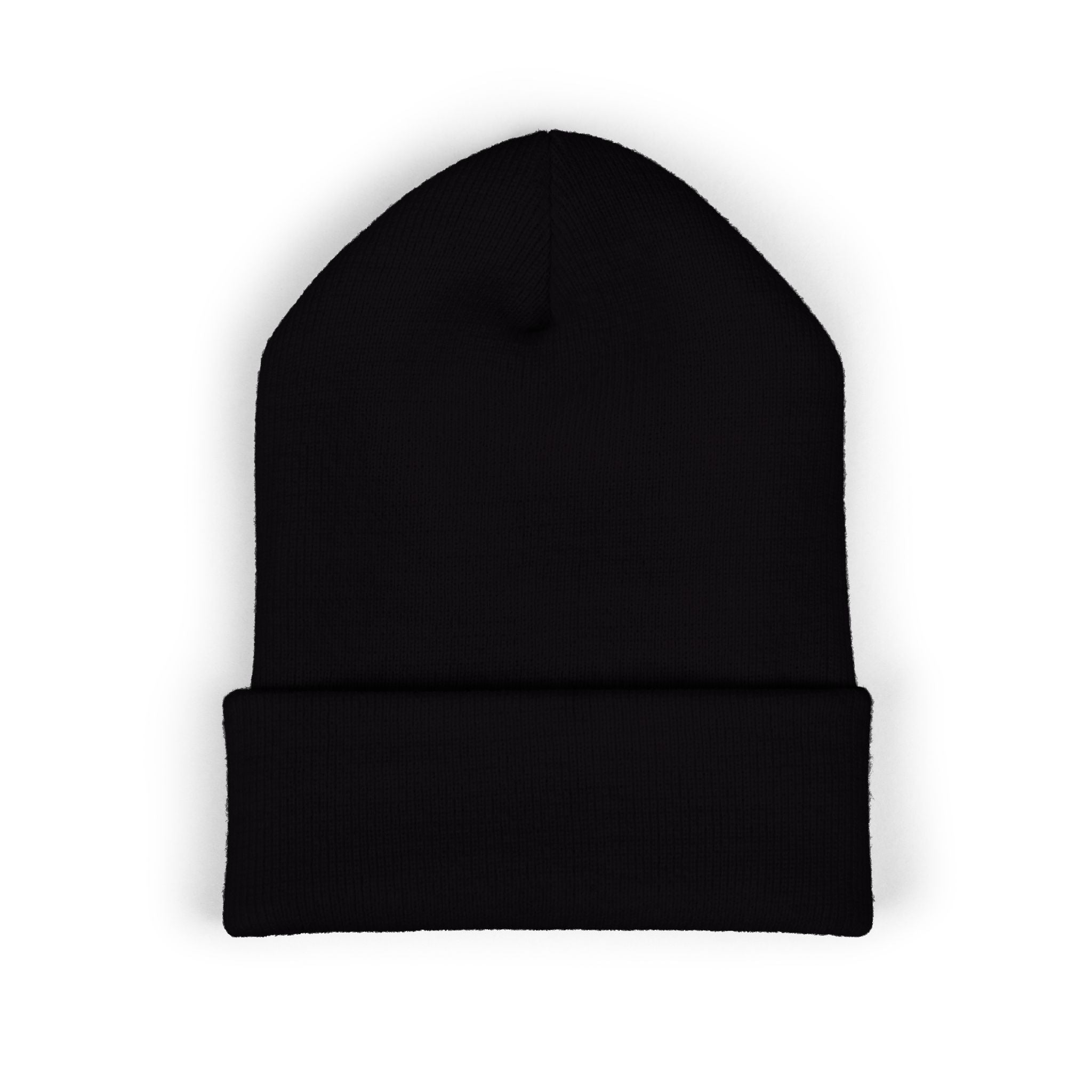 WARGOD Embroidered Cuffed Beanie — Minimal Cross Knit Hat