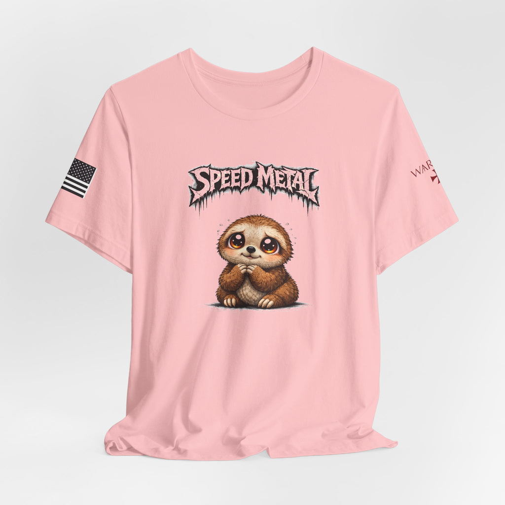 Speed Metal Sloth T-Shirt — Cute Sloth Graphic Tee for Metal Fans