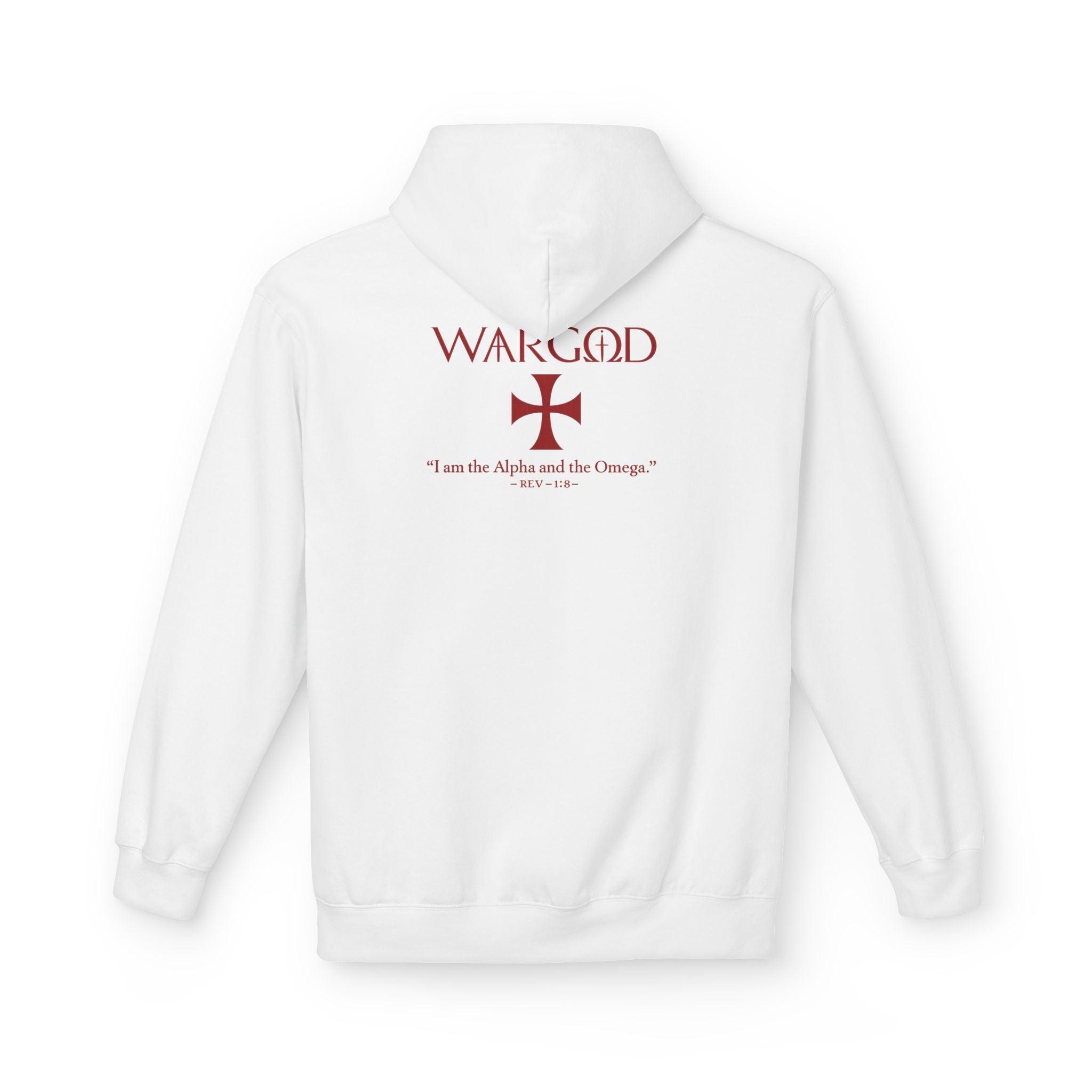 WARGOD Cross Hoodie — "I Am the Alpha and the Omega" Graphic Hoodie