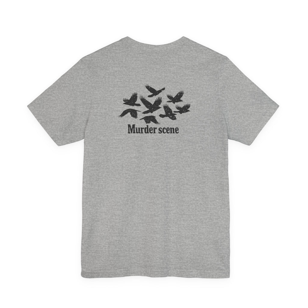 Murder Scene Raven Tee — Wargod Chest Logo Graphic T-Shirt