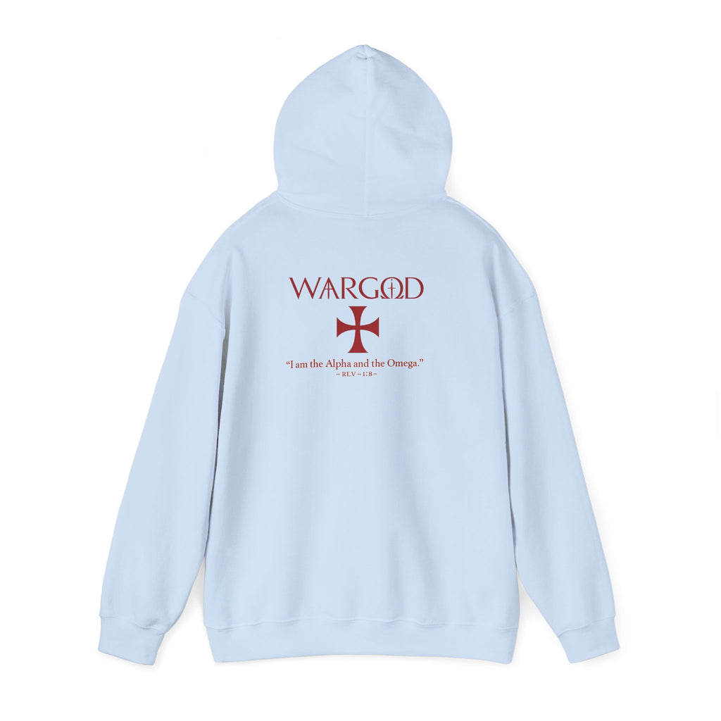 Hoodie — 'WARGOD' Cross Graphic Pullover ("I am the Alpha and the Omega")