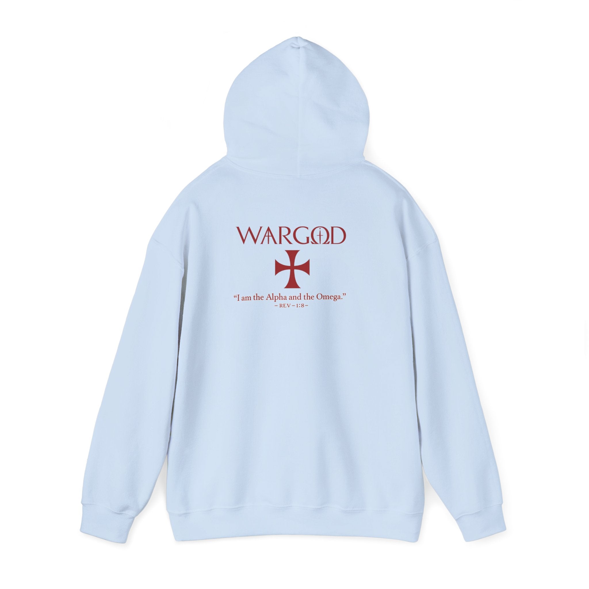 Hoodie — 'WARGOD' Cross Graphic Pullover ("I am the Alpha and the Omega")