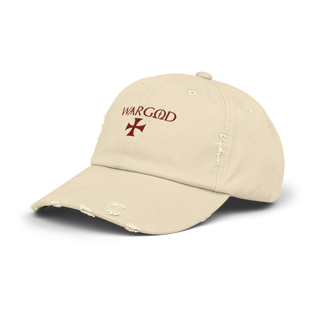 WARGOD Distressed Black Cap — Vintage Red Cross Logo