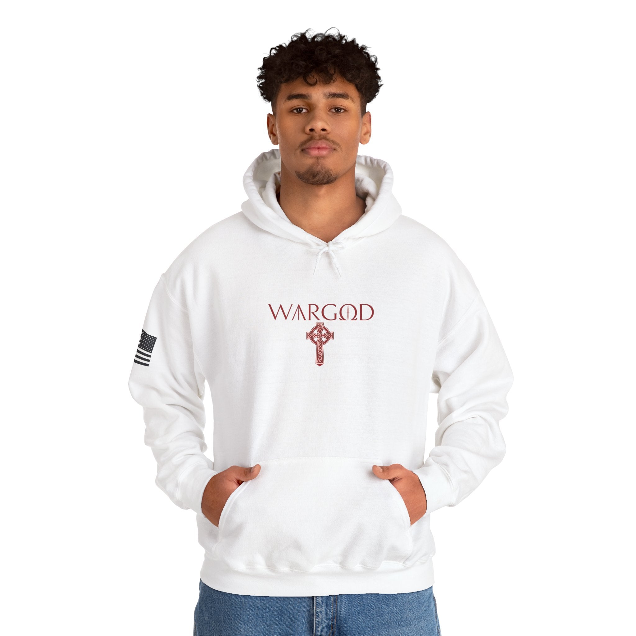 WARGOD Celtic Cross Hoodie – Minimal Viking Rune Graphic Pullover