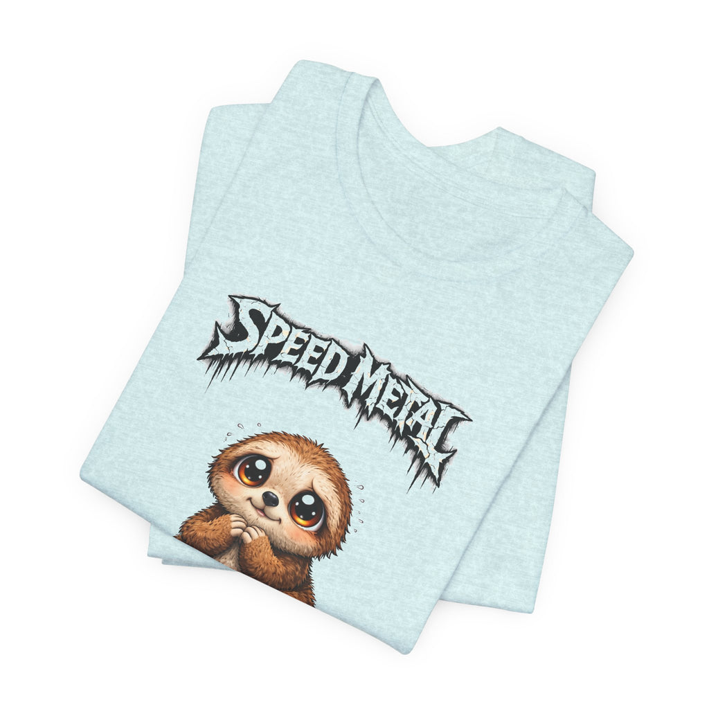 Speed Metal Sloth T-Shirt — Cute Sloth Graphic Tee for Metal Fans
