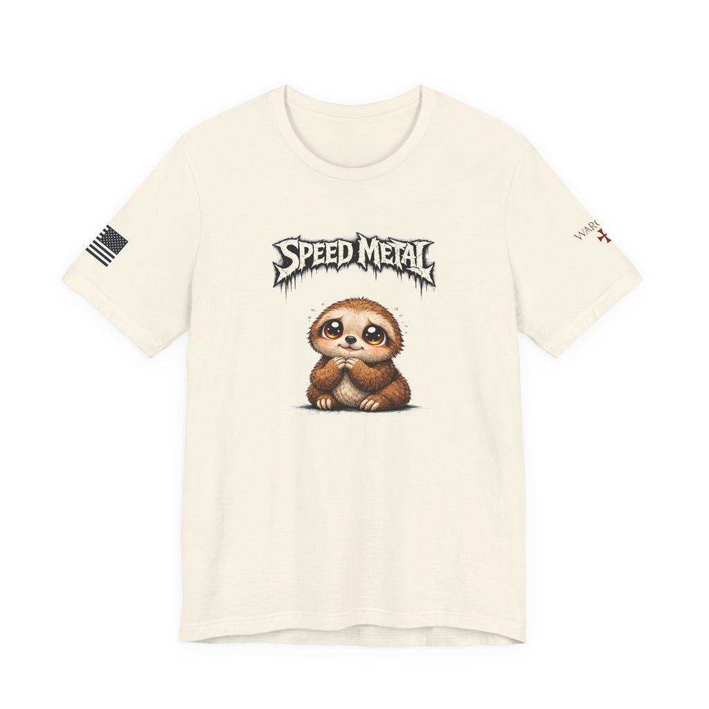 Speed Metal Sloth T-Shirt — Cute Sloth Graphic Tee for Metal Fans