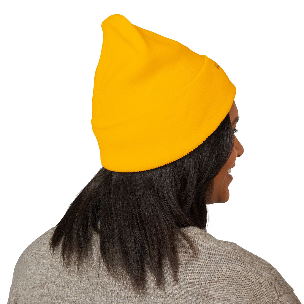 WARGOD Embroidered Cuffed Beanie — Minimal Cross Knit Hat