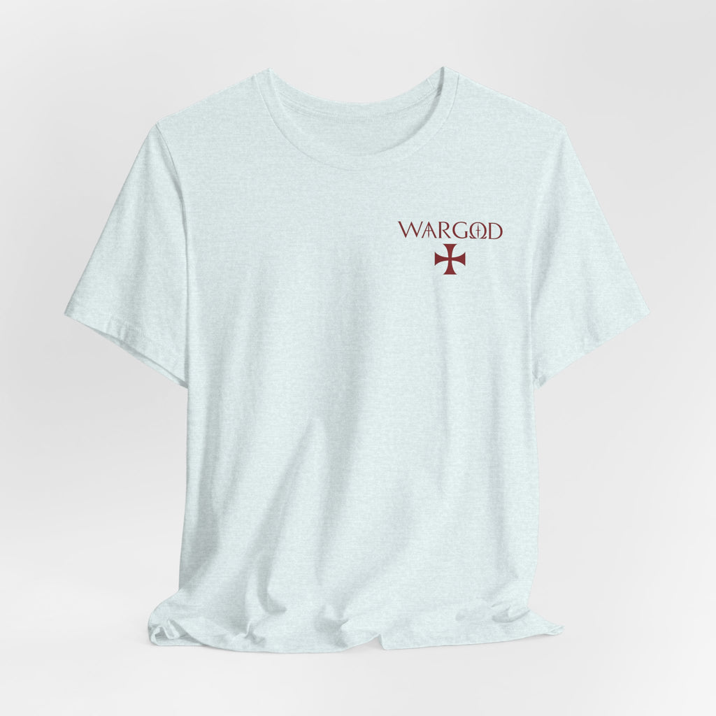 Wargod Cross Tee — "I am the Alpha and the Omega" Christian Graphic T‑Shirt