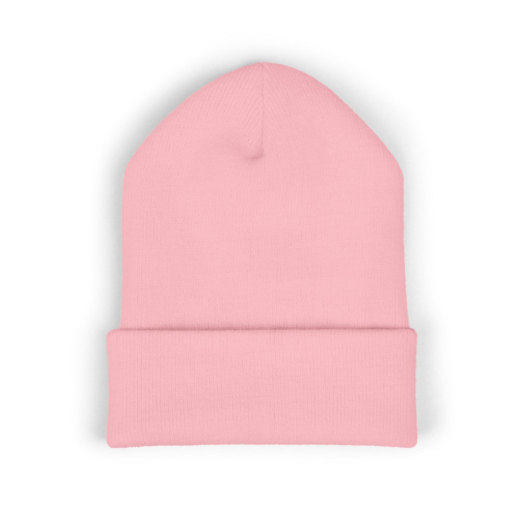 WARGOD Embroidered Cuffed Beanie — Minimal Cross Knit Hat
