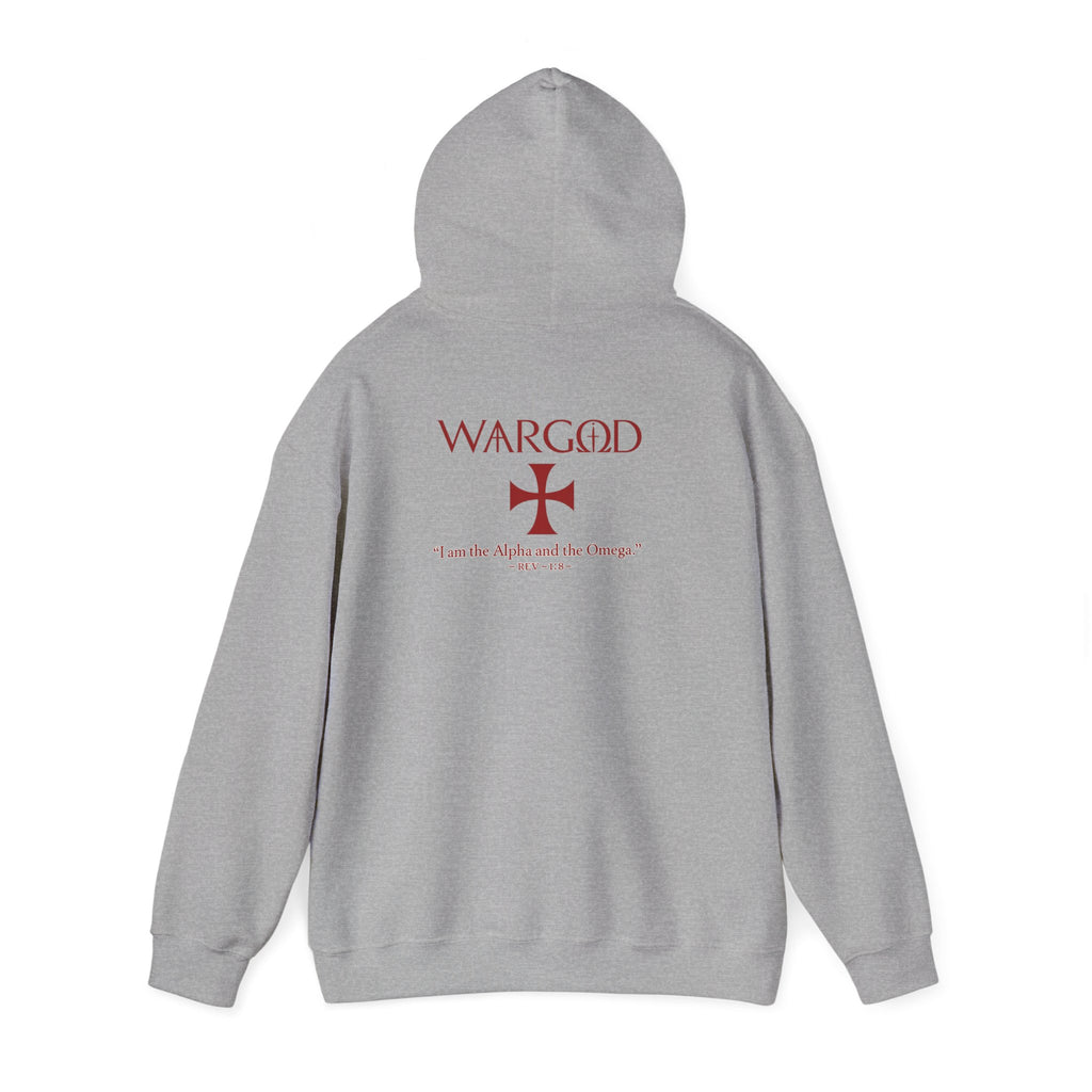 Hoodie — 'WARGOD' Cross Graphic Pullover ("I am the Alpha and the Omega")