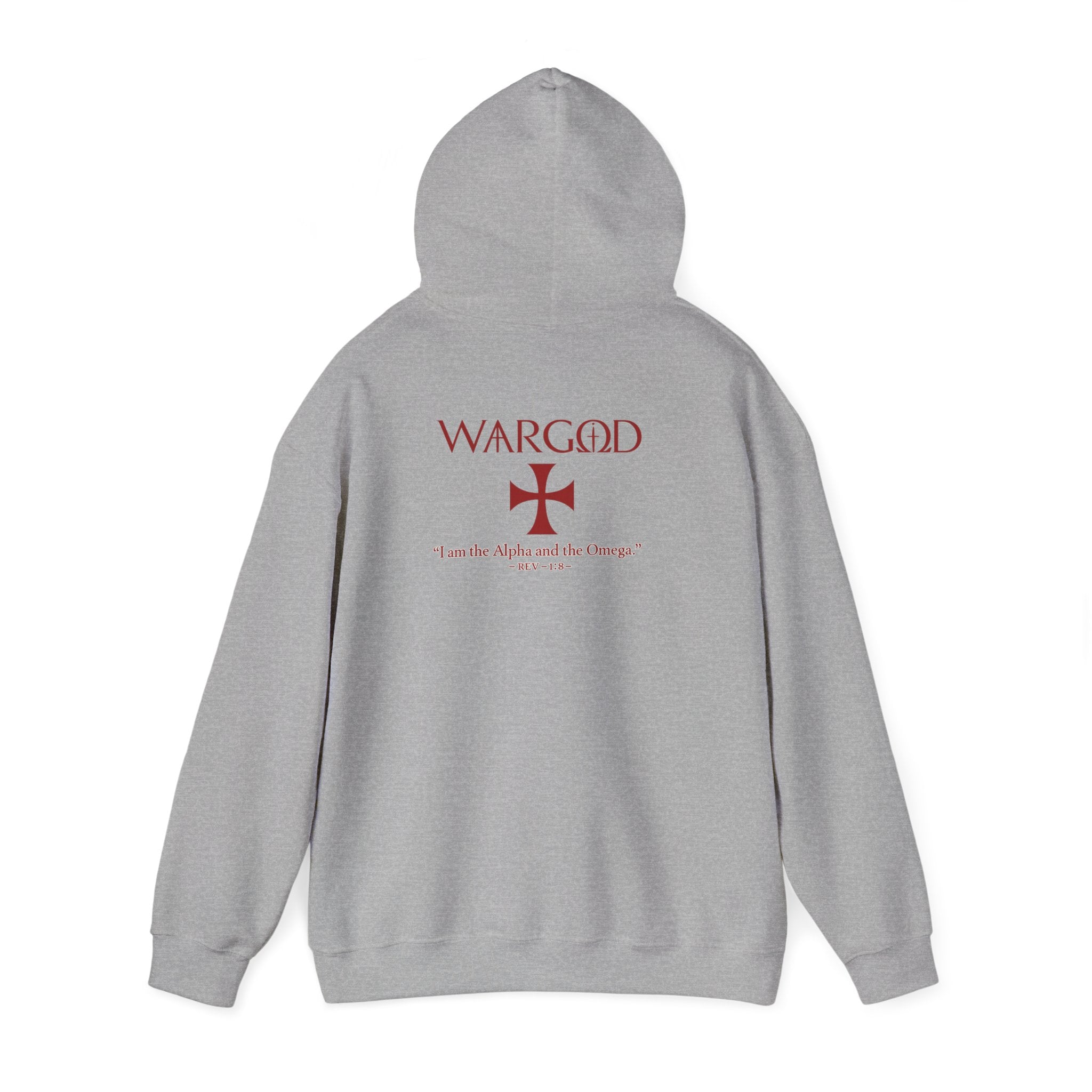 Hoodie — 'WARGOD' Cross Graphic Pullover ("I am the Alpha and the Omega")