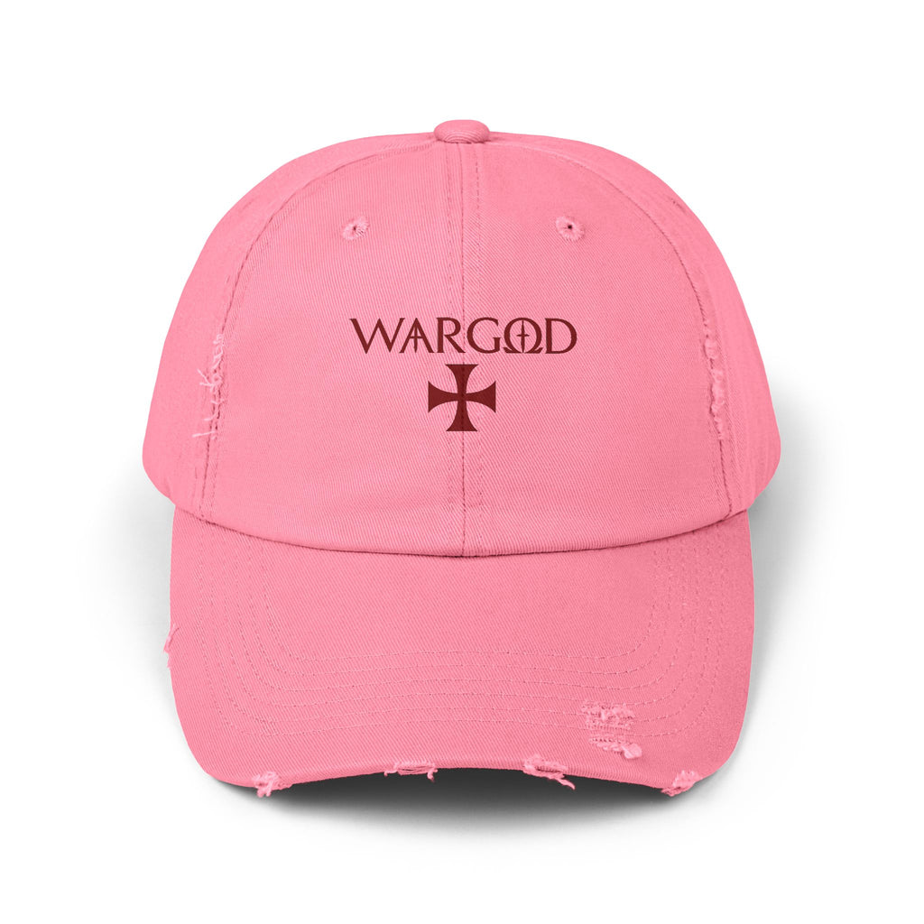 WARGOD Distressed Black Cap — Vintage Red Cross Logo