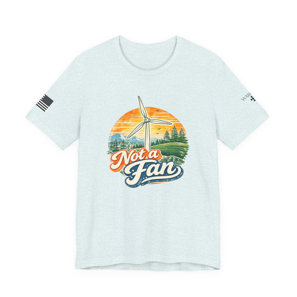 Not a Fan Wind Turbine T-Shirt — Retro Sunset Eco Humor Tee