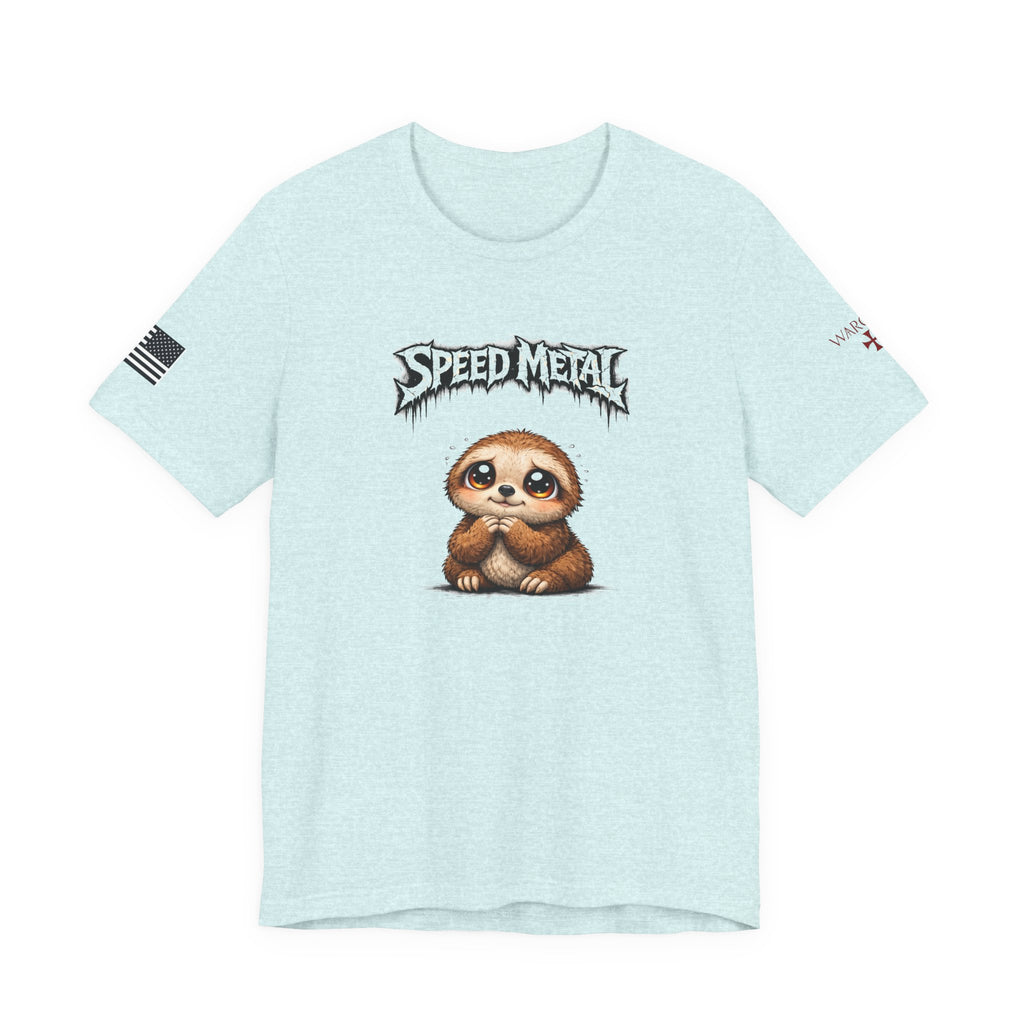 Speed Metal Sloth T-Shirt — Cute Sloth Graphic Tee for Metal Fans