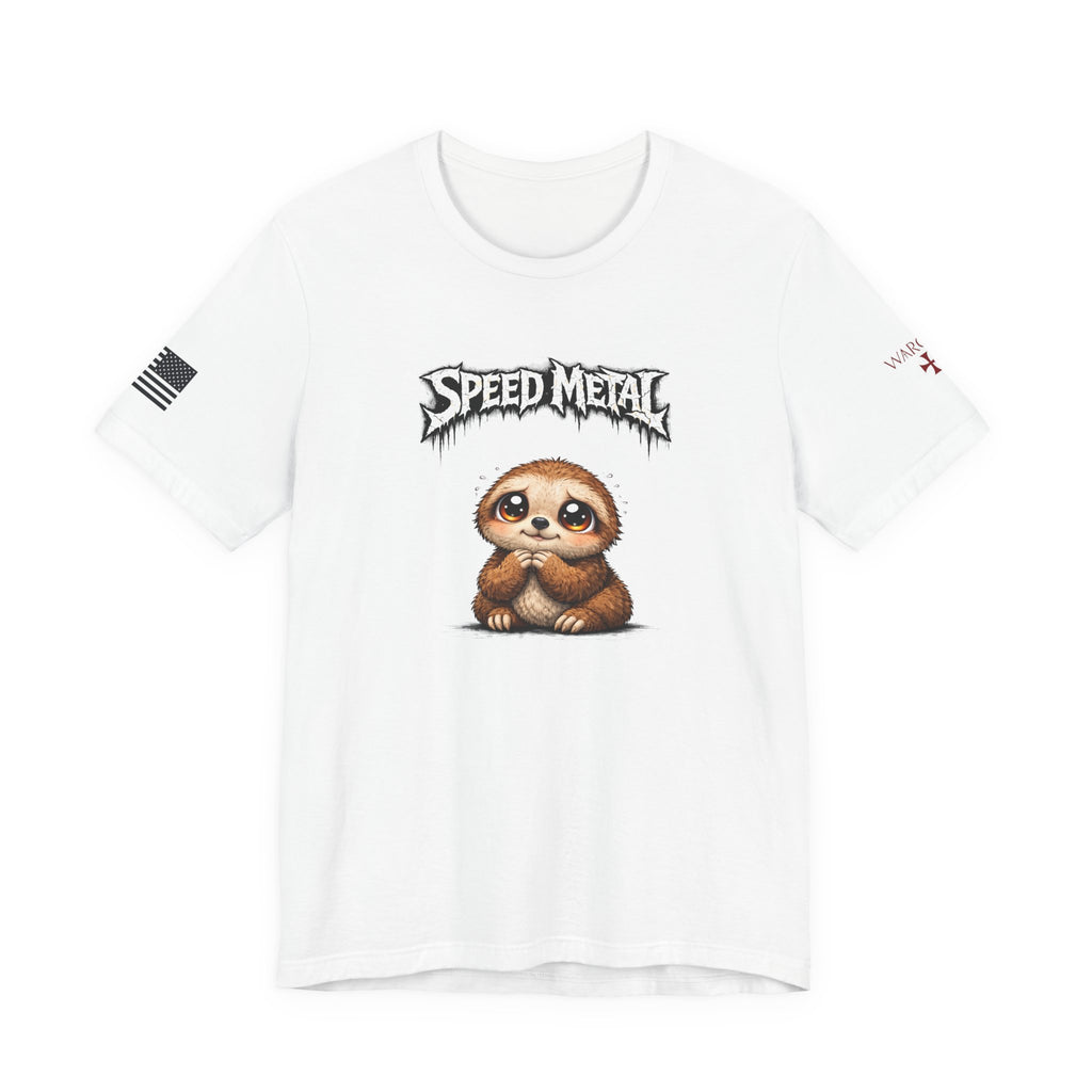 Speed Metal Sloth T-Shirt — Cute Sloth Graphic Tee for Metal Fans