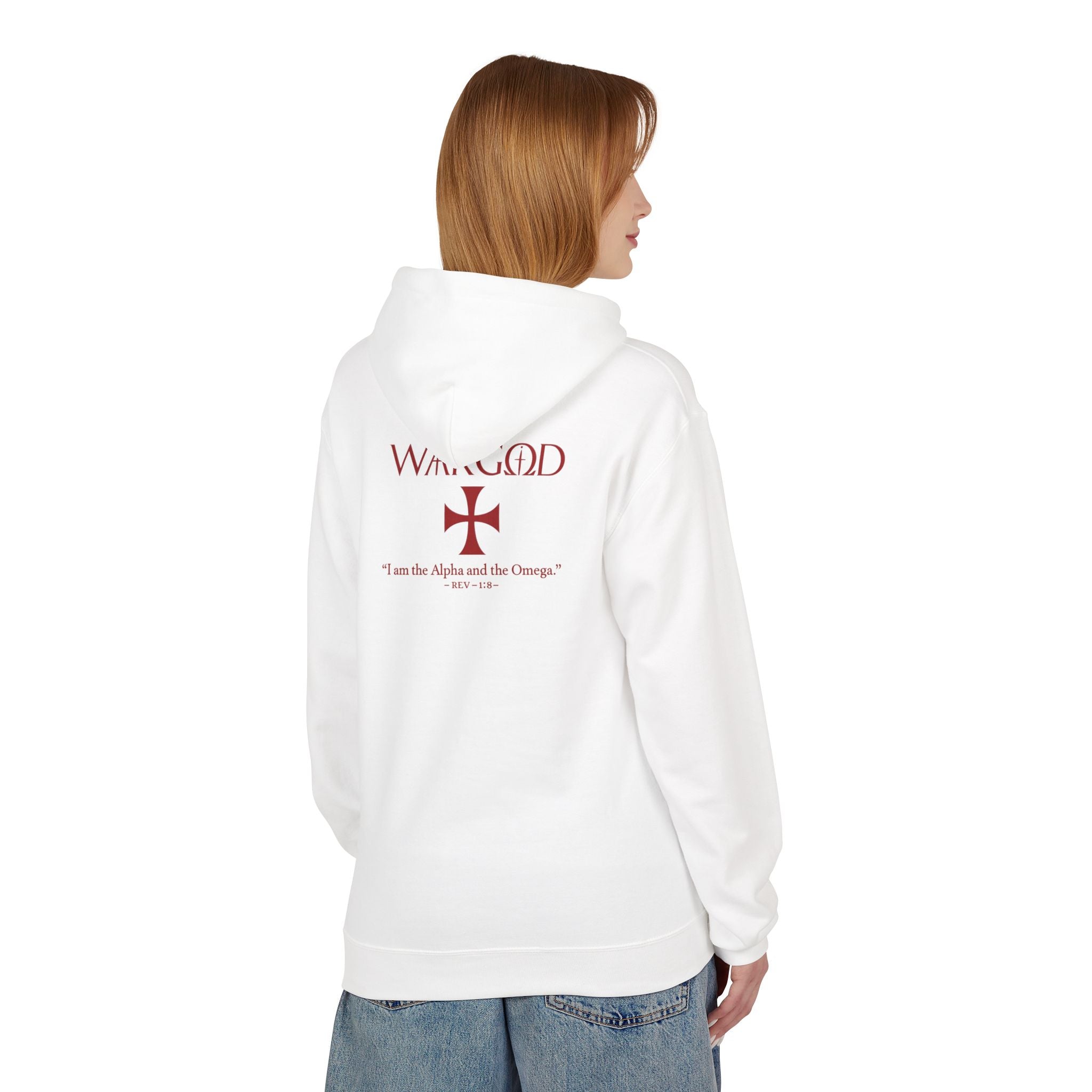 WARGOD Cross Hoodie — "I Am the Alpha and the Omega" Graphic Hoodie