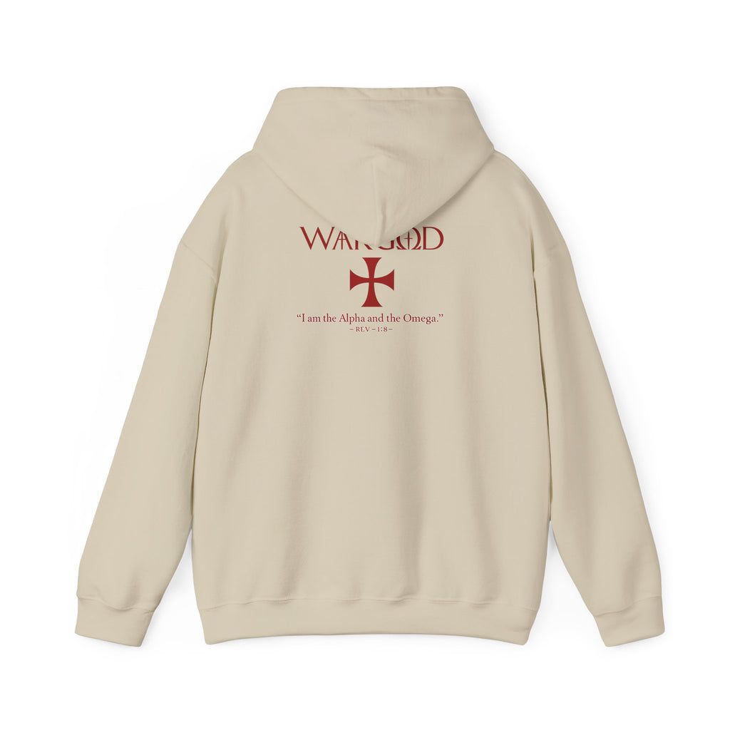 Hoodie — 'WARGOD' Cross Graphic Pullover ("I am the Alpha and the Omega")