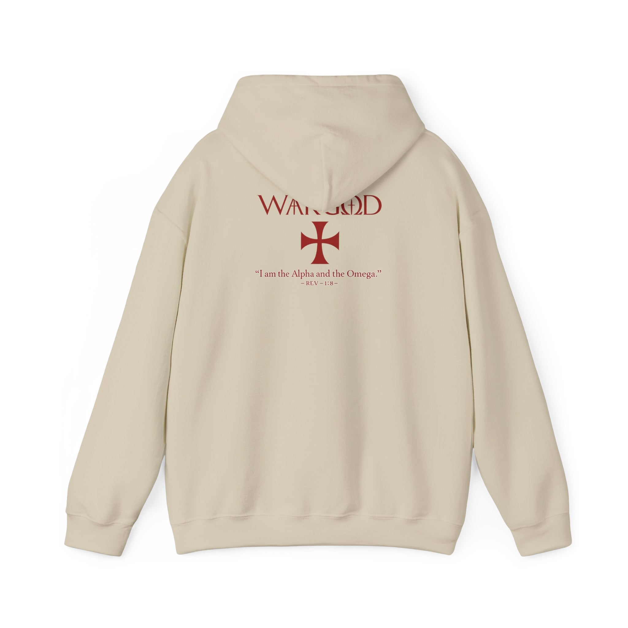Hoodie — 'WARGOD' Cross Graphic Pullover ("I am the Alpha and the Omega")