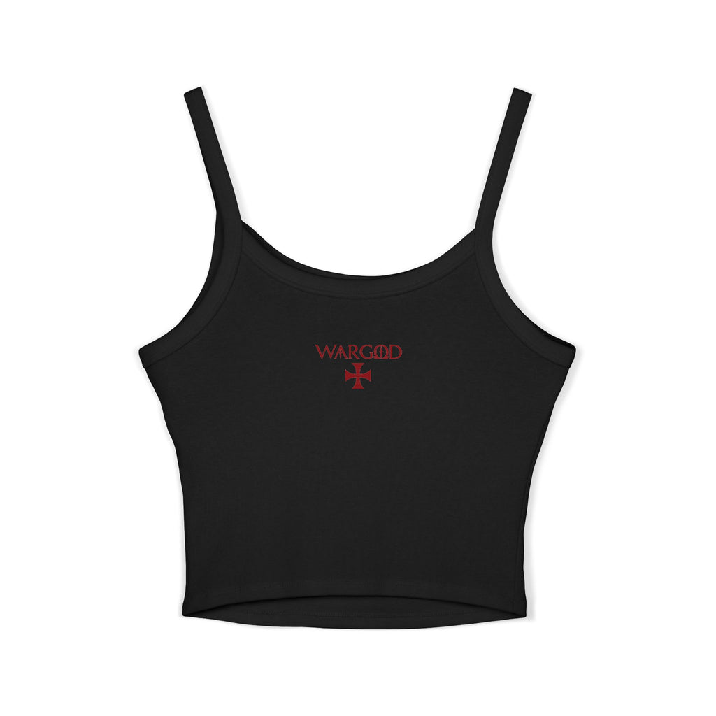 Spaghetti Tank Top — "Please Be Patient, I’m a Product of Public Schooling" Graphic