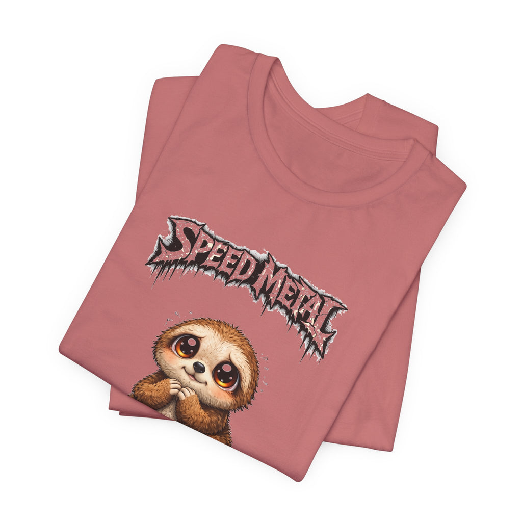 Speed Metal Sloth T-Shirt — Cute Sloth Graphic Tee for Metal Fans