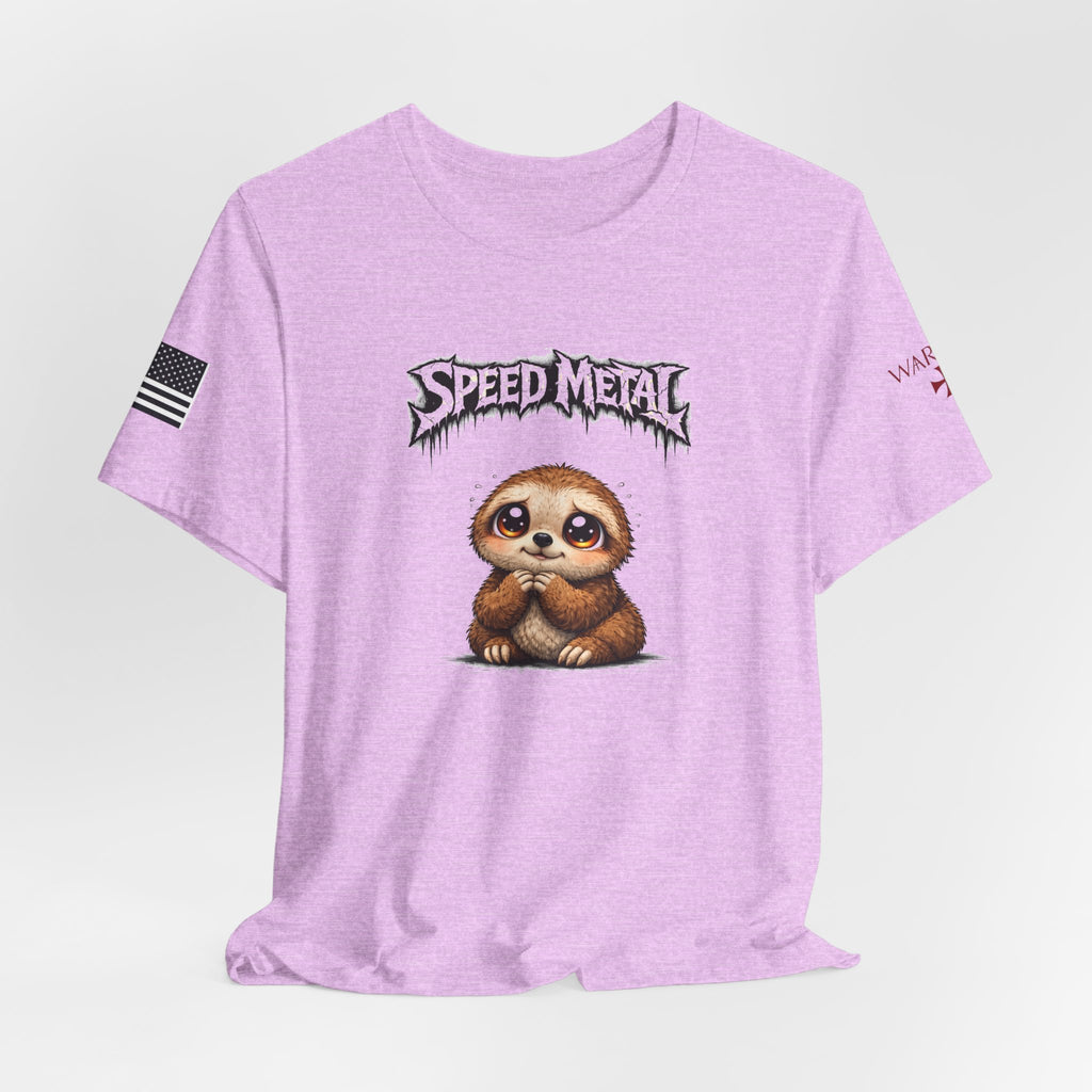 Speed Metal Sloth T-Shirt — Cute Sloth Graphic Tee for Metal Fans