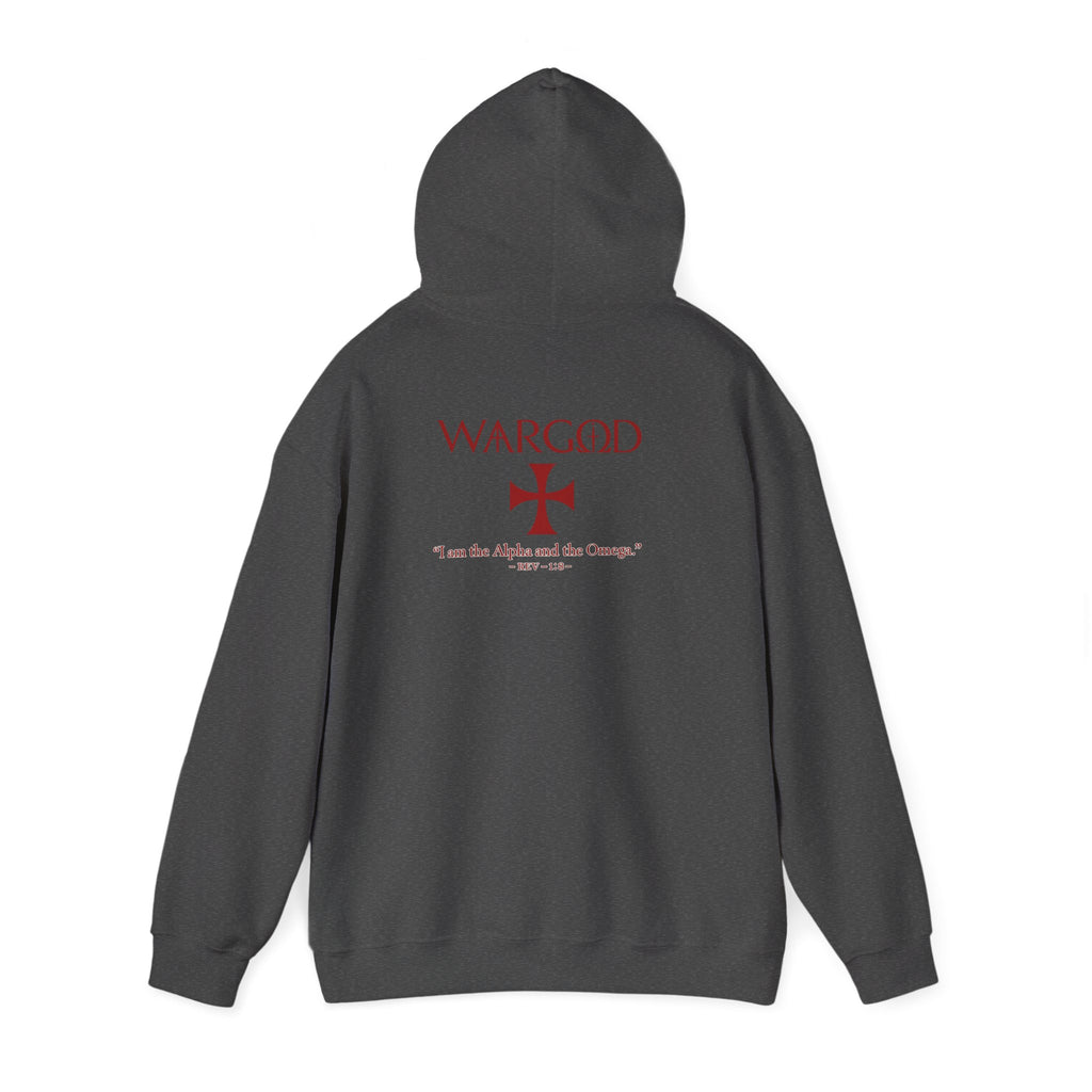 Hoodie — 'WARGOD' Cross Graphic Pullover ("I am the Alpha and the Omega")