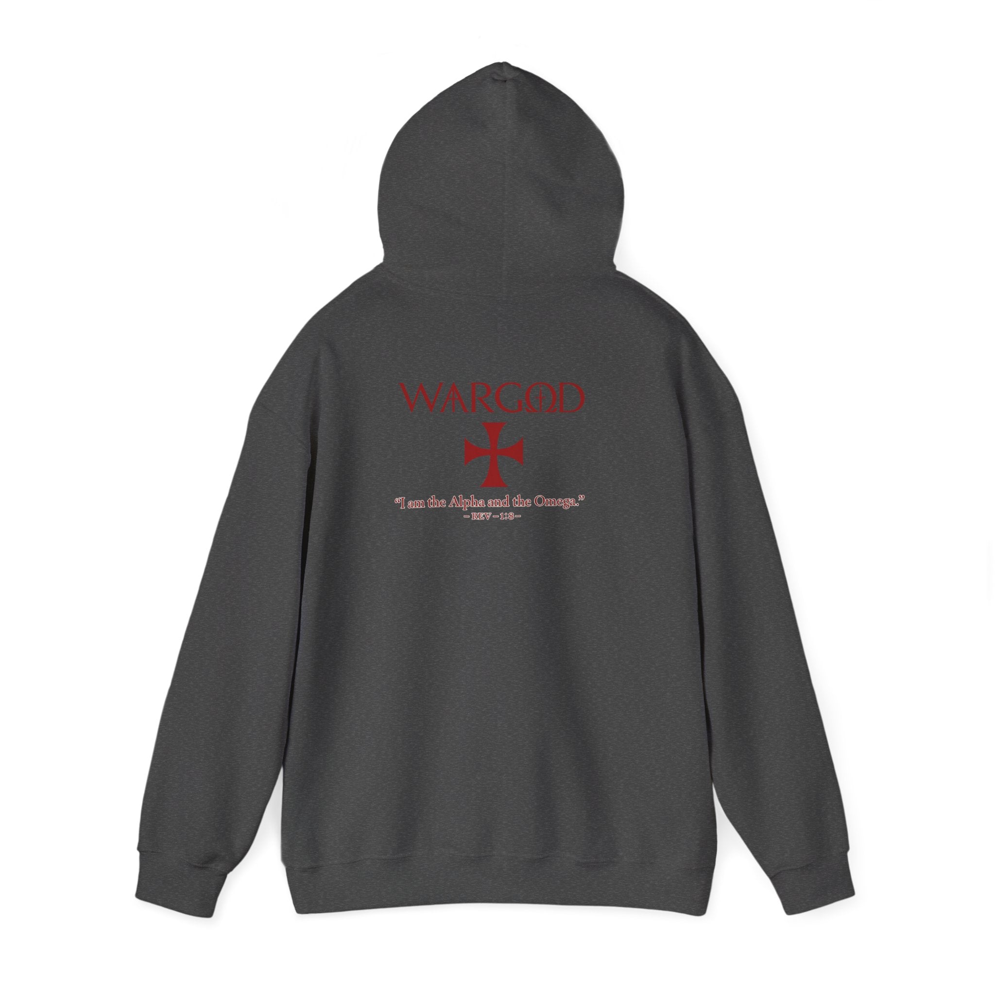 Hoodie — 'WARGOD' Cross Graphic Pullover ("I am the Alpha and the Omega")