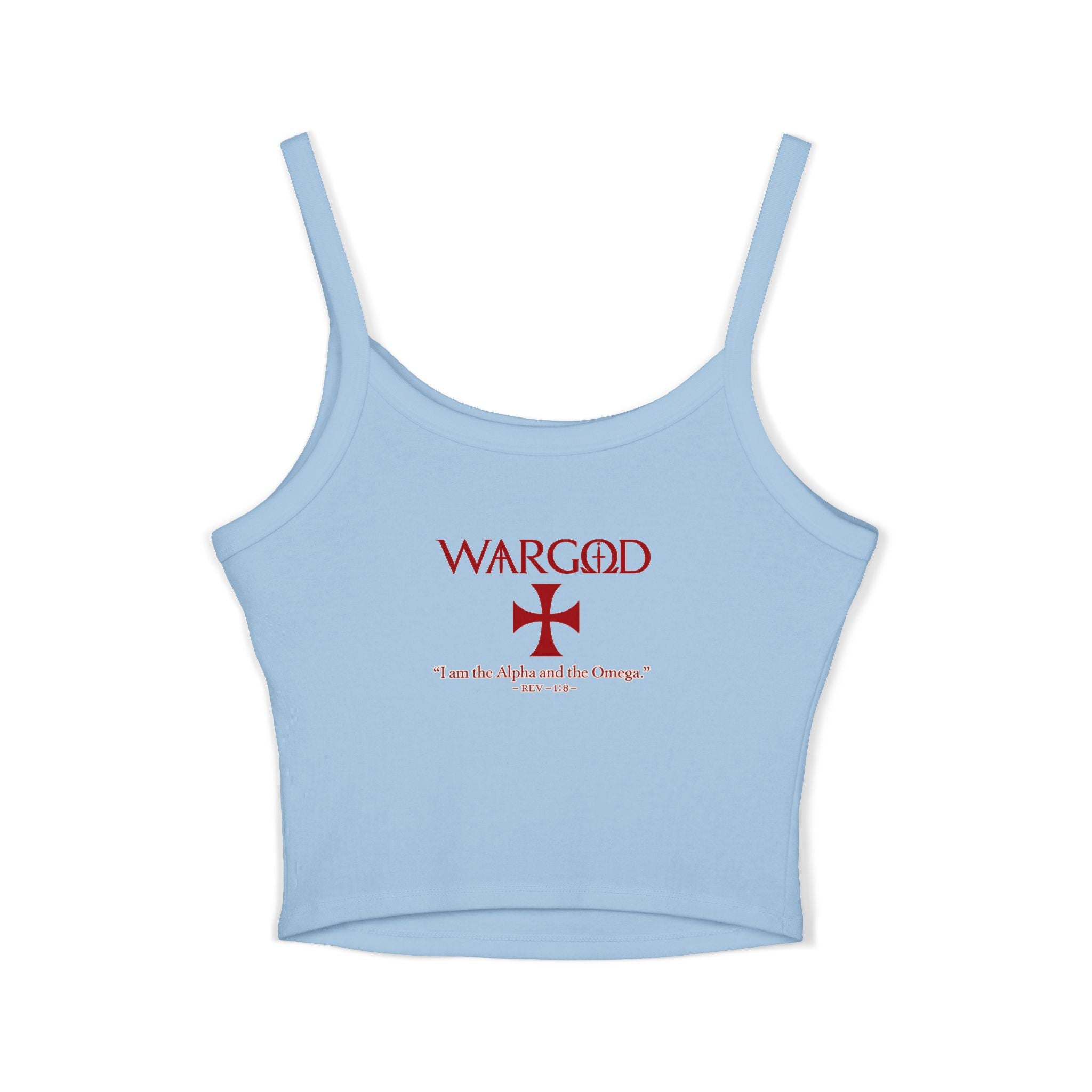 WARGOD Cross Tank — Women's Spaghetti Strap "Alpha and Omega"