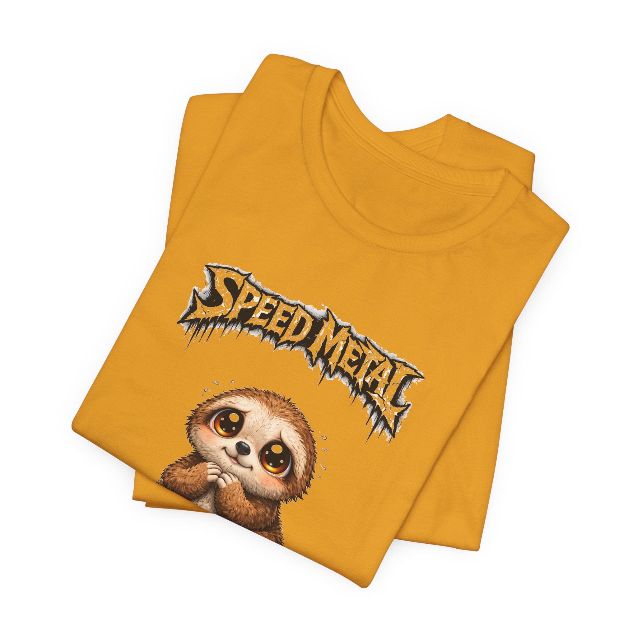 Speed Metal Sloth T-Shirt — Cute Sloth Graphic Tee for Metal Fans