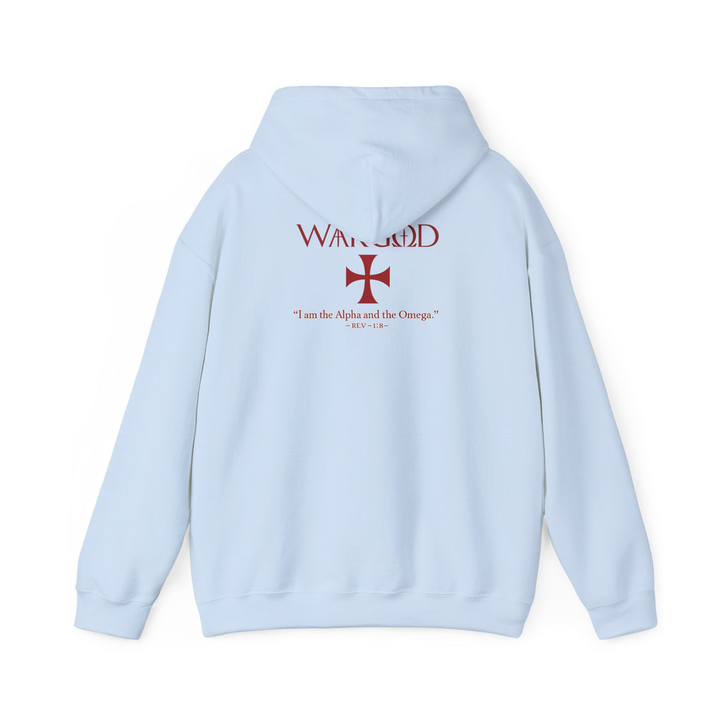 Hoodie — 'WARGOD' Cross Graphic Pullover ("I am the Alpha and the Omega")