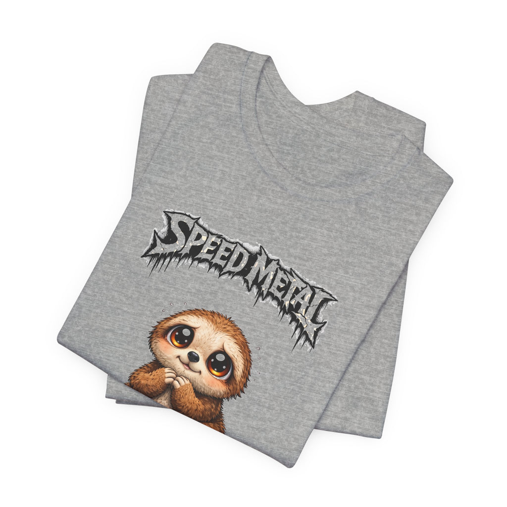 Speed Metal Sloth T-Shirt — Cute Sloth Graphic Tee for Metal Fans