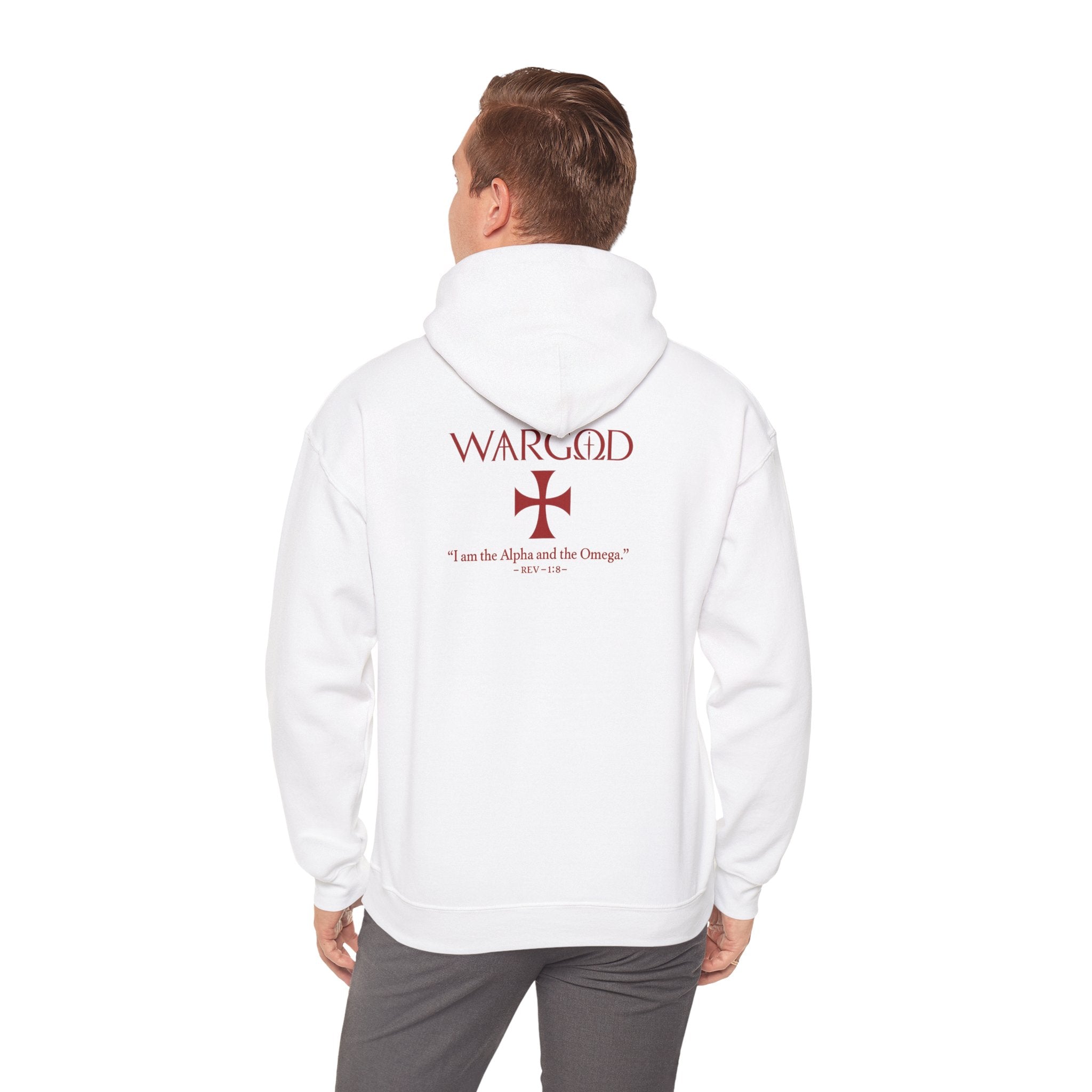 Hoodie — 'WARGOD' Cross Graphic Pullover ("I am the Alpha and the Omega")