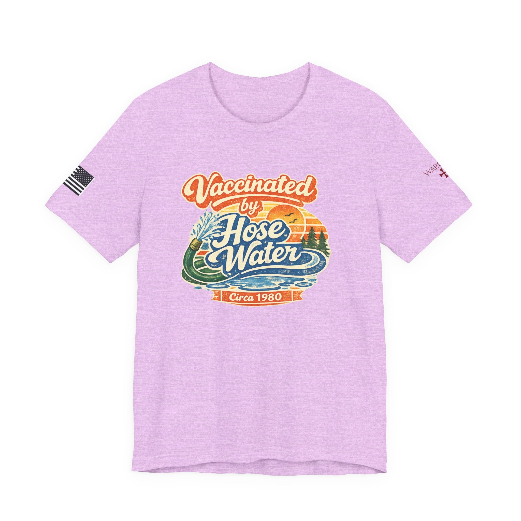 Vaccinated by Hose Water T-Shirt — Retro Beach Surf Tee (Circa 1980)