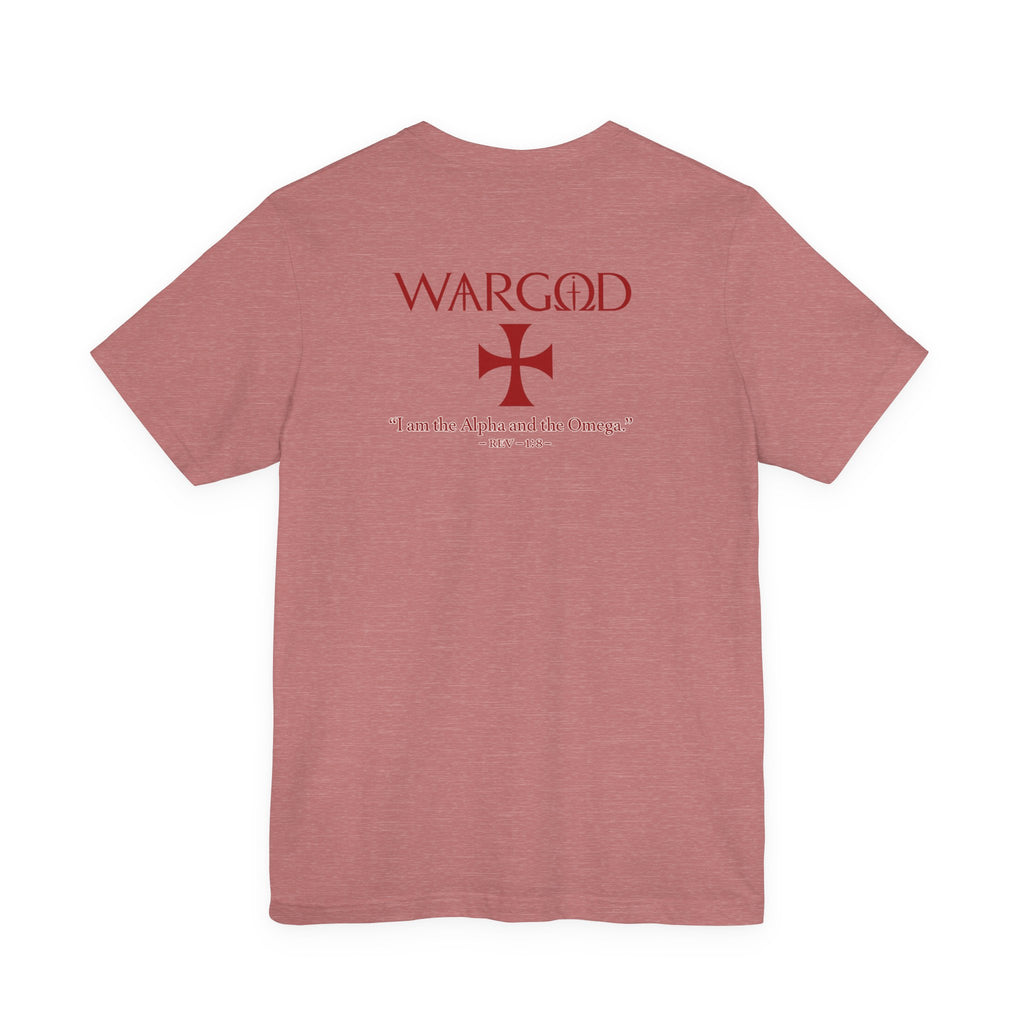 Wargod Cross Tee — "I am the Alpha and the Omega" Christian Graphic T‑Shirt