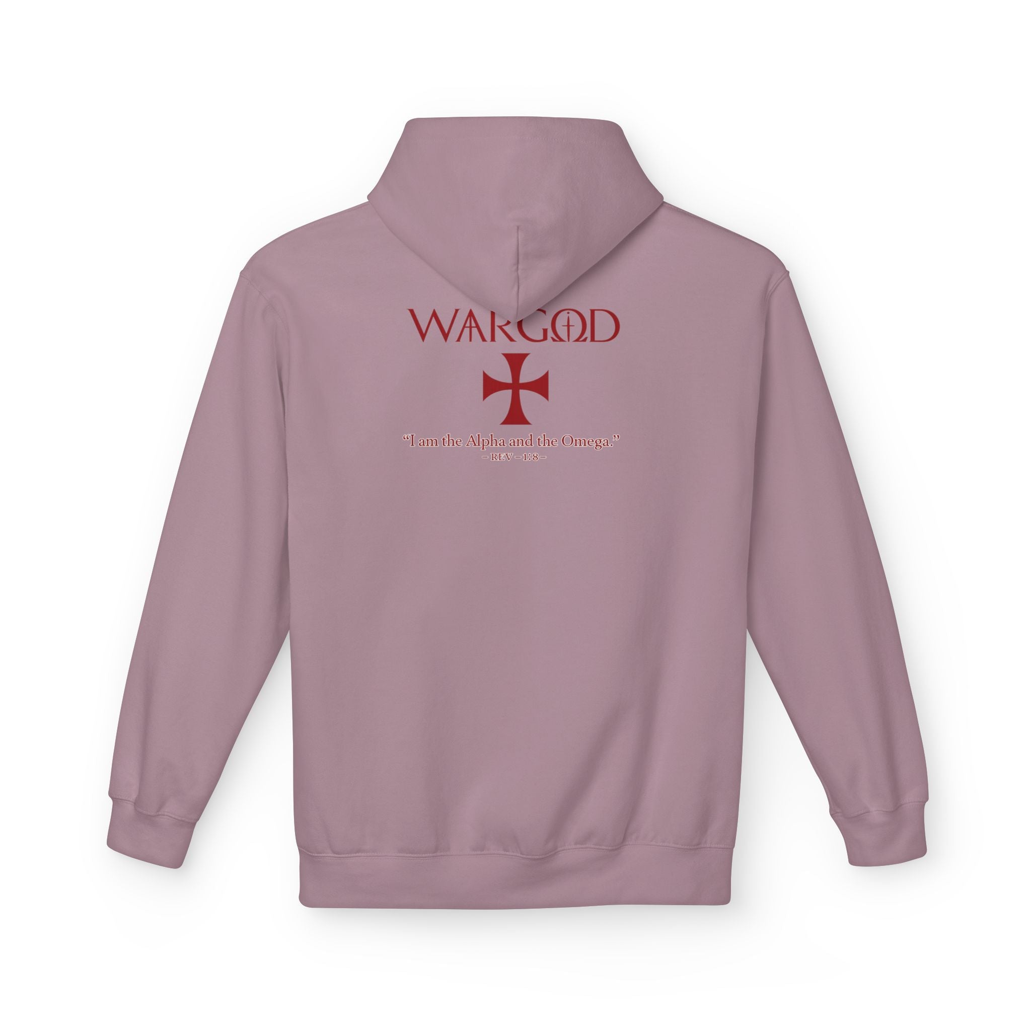 WARGOD Cross Hoodie — "I Am the Alpha and the Omega" Graphic Hoodie