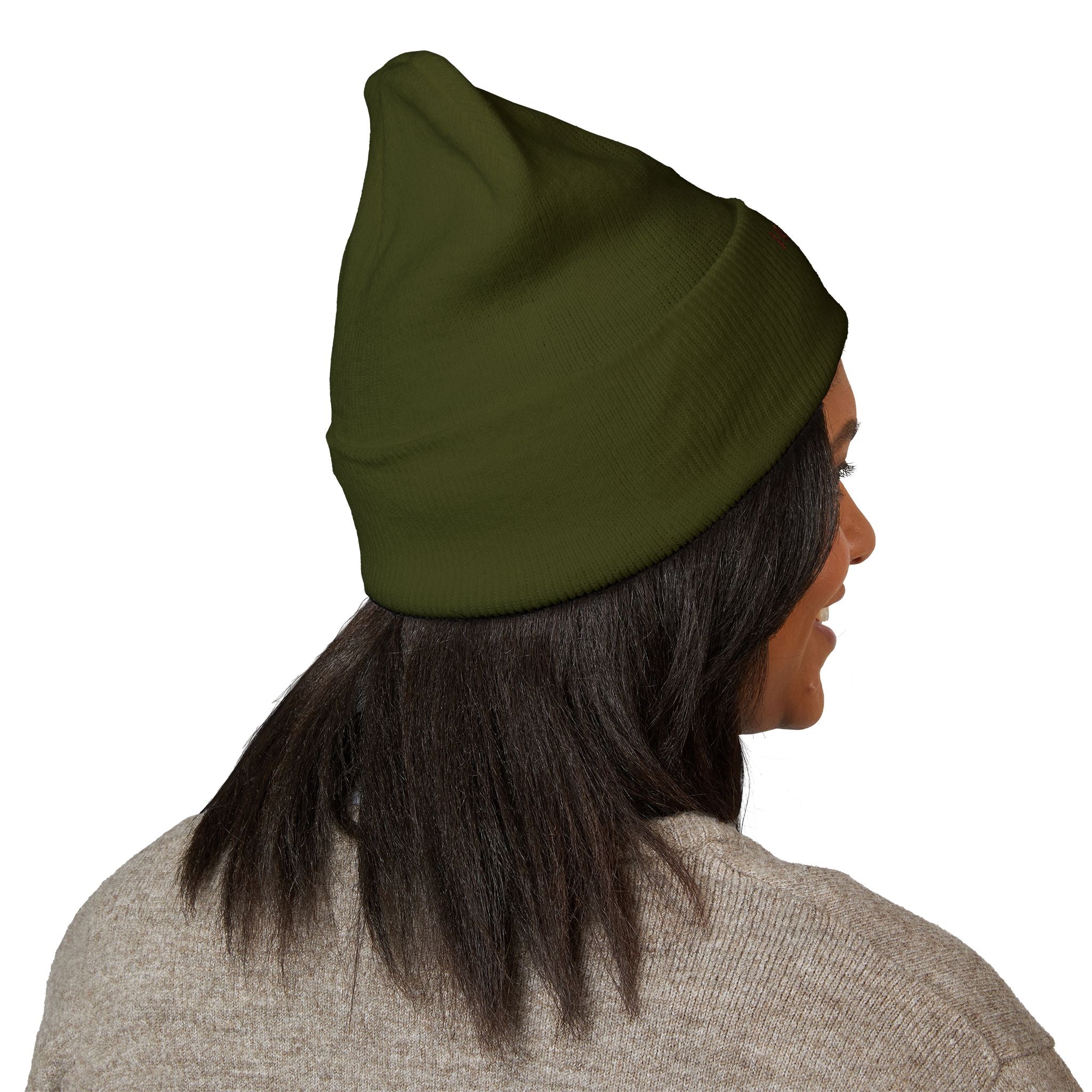 WARGOD Embroidered Cuffed Beanie — Minimal Cross Knit Hat